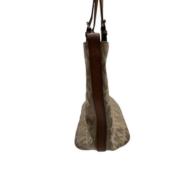 MICHAEL KORS JET SET hand bag Purse MK signature Jacquard cream gold - Picture 5 of 16